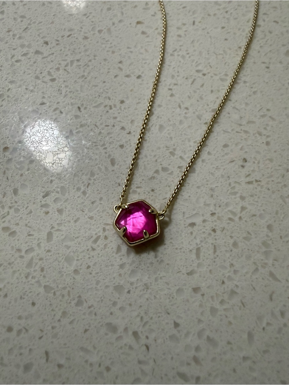 Magenta pink Kendra Scott gold necklace